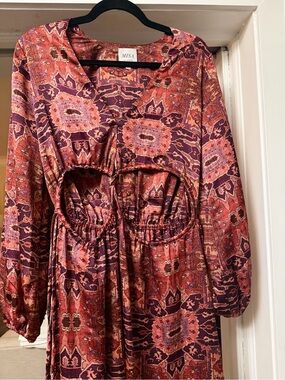 Misa Los Angeles Red and Purple Printed Maxi Dress